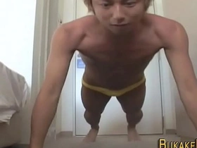 Asian twink masturbates and gets a facial in HD video