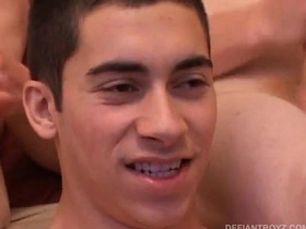 College boys engage in a threesome of oral sex and jacking off.