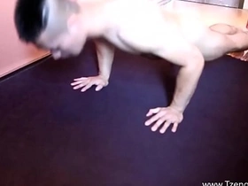 Fit Asian man shows off his muscles