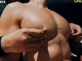Steamy Asian muscle worship with nipple pinching and teasing.