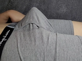 Young Japanese man masturbates his small penis.
