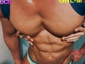 Muscular Asian man gets nipple play with his big chest muscles.