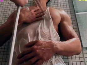 Steamy erotic massage with an Asian hunk with great body and nipple play.