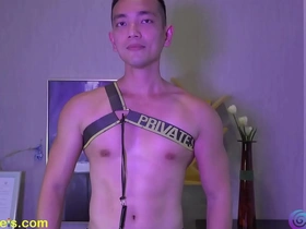 Muscular Asian man gives a sensual massage with nipple worship and edging.