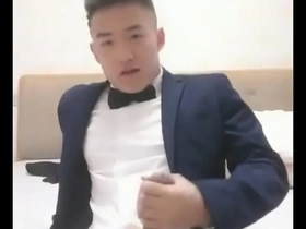 Single man enjoying masturbation with his big cock.
