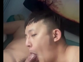 Skinny young Asian guy gets cum from his old man