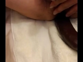 Asian gay enjoys big black dildo