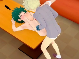 Bakugou and Deku’s secret karaoke party ends up in a hot scene with Uraraka watching.