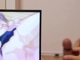 Young college student goes crazy while watching anime and cum in her panty.