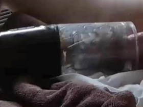 Skinny blond gets cum inside his ass with sex toys