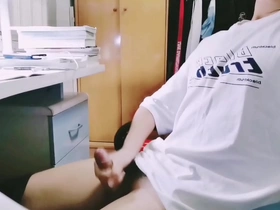 Small-boobed solo boy enjoys masturbation.