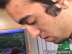 Two young and energetic gay men have rough anal sex.