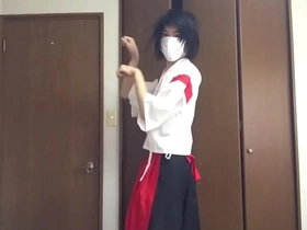 Crossdressing Miko enjoying some solo fun in the form of masturbation.