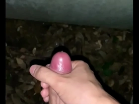 Gay Japanese man masturbates outdoors