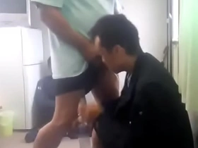 Gay Japanese blowjob scene with bonds of brother-in-law