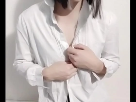 Cross-dressing Japanese sissy femboy in hardcore scene