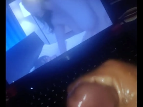 Steamy solo scene with oiled up Japanese mom giving a handjob
