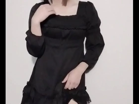 Cross dressing in a female costume from a hentai video.